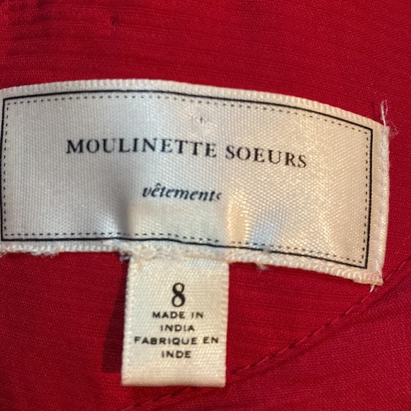 Anthropologie I Moulinette Soeurs Sleeveless Red Sheath Dress Front Bows TB5 - Picture 5 of 5